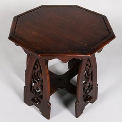 Antique Carved Oak Rose Valley School Mission Taboret Stand, circa Early 1920