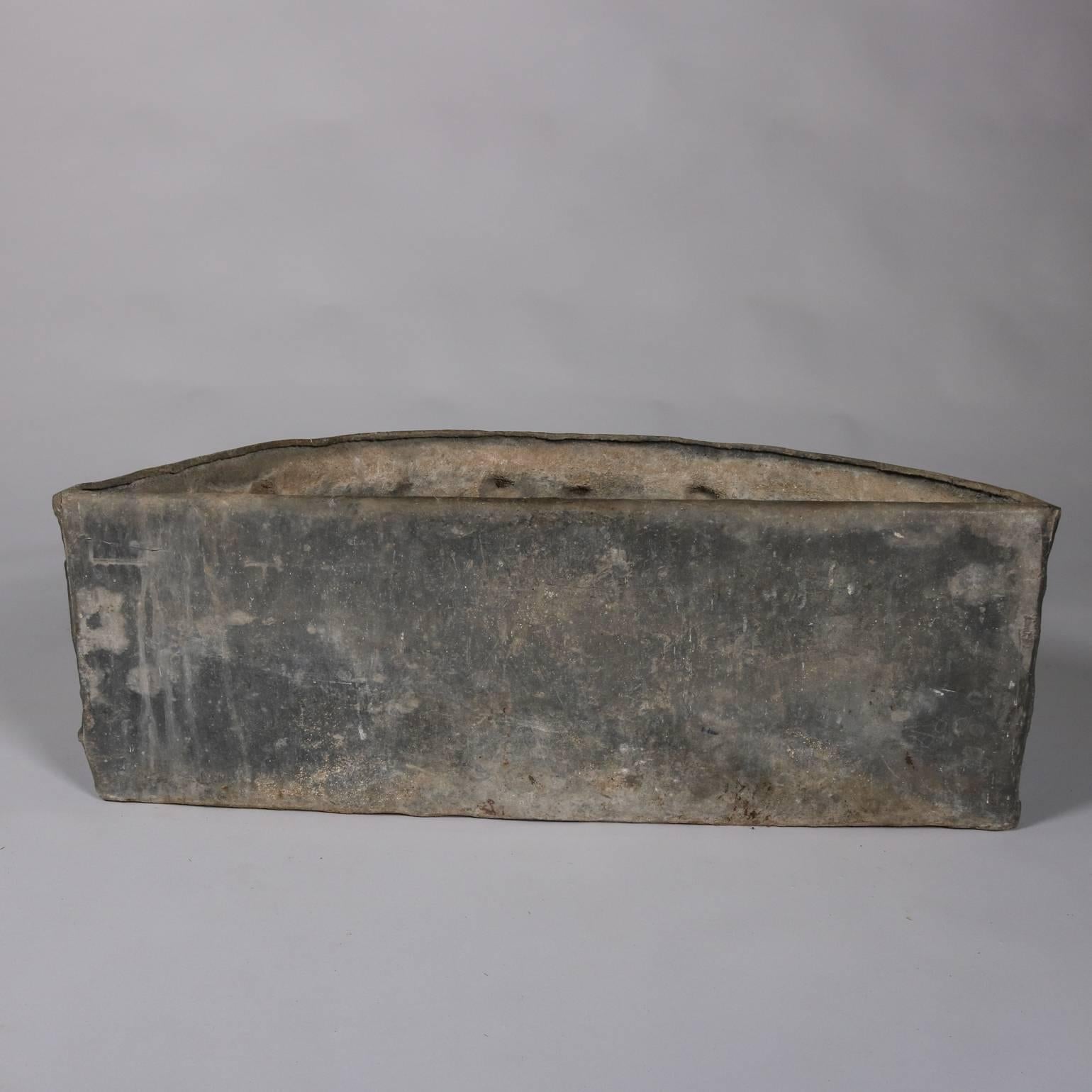 Large Antique Classical Zinc Demilune Planter with High Relief Cherub 1