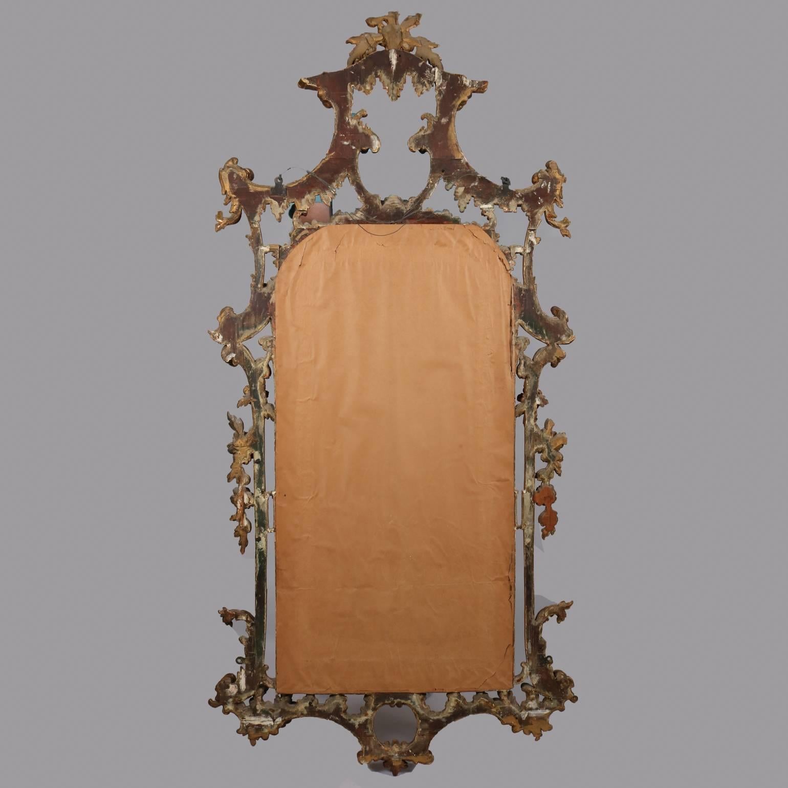 Monumental Antique English Chinese Chippendale Pierced Giltwood Mirror 4