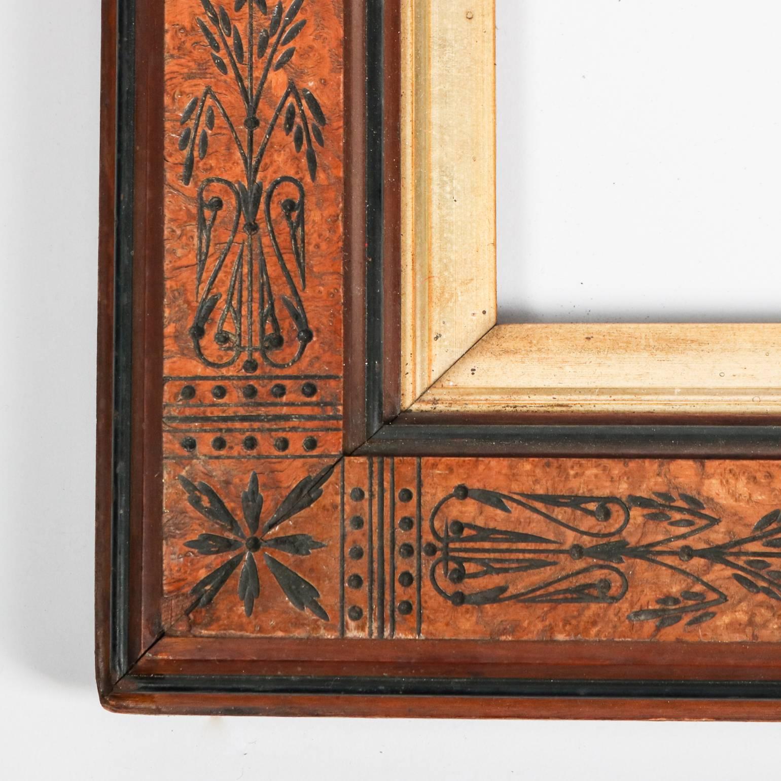Antique Aesthetic Movement Mission Ebonized and Gilt Walnut Frame, 20th Century In Good Condition In Big Flats, NY