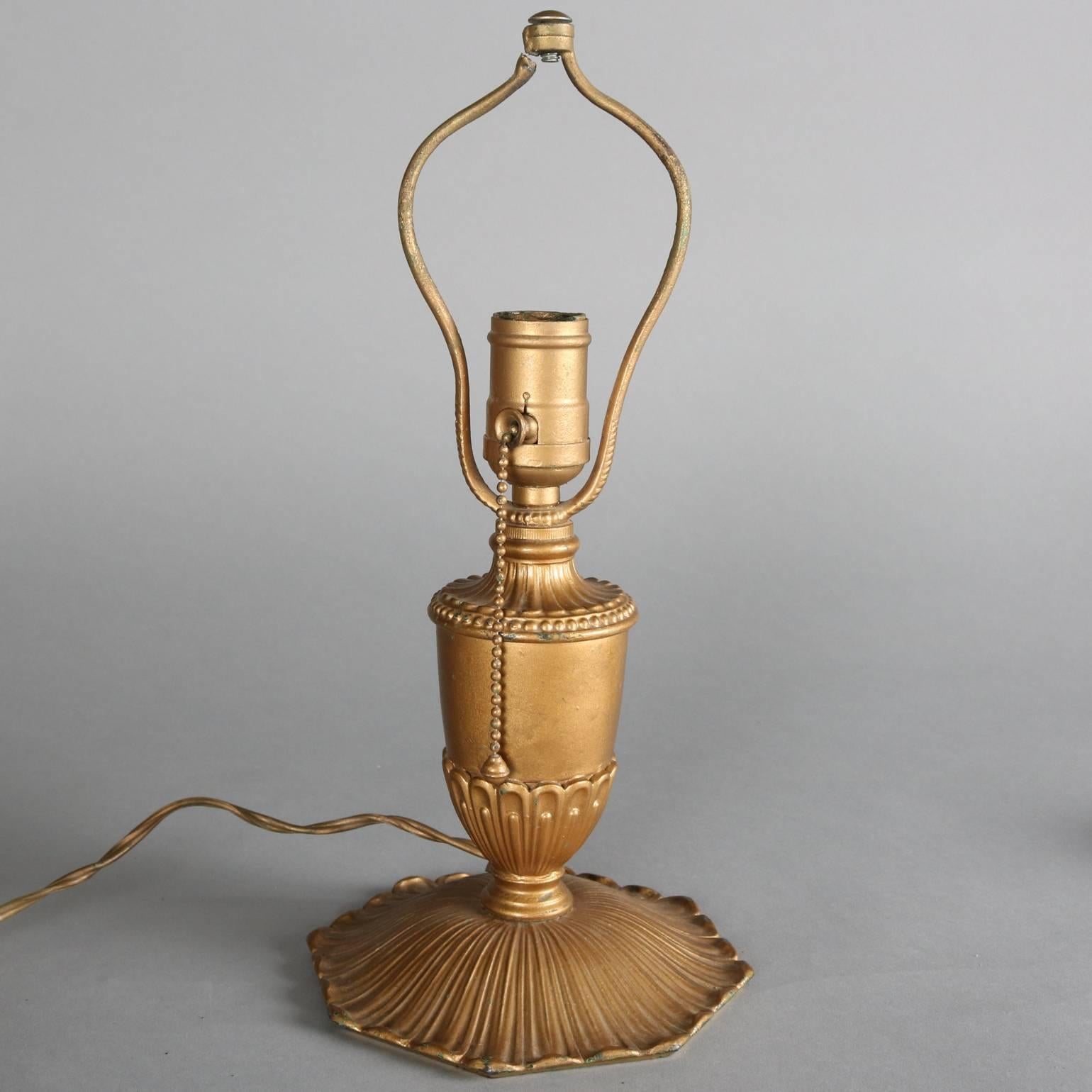 Arts and Crafts Antique Arts & Crafts Miller & Co Slag Glass Lamp, Filigree Shade, 1911