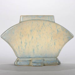 Antique Art Deco Roseville Art Pottery Futura Fan Vase, Shape 82-6, 1924