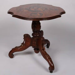 Antique European Marquetry Burled Walnut and Mahogany Hunt Table, 19th Century