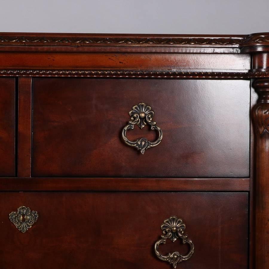 Oversized French Carved Flame Mahogany 2-over-3 Sideboard, 20th Century 1