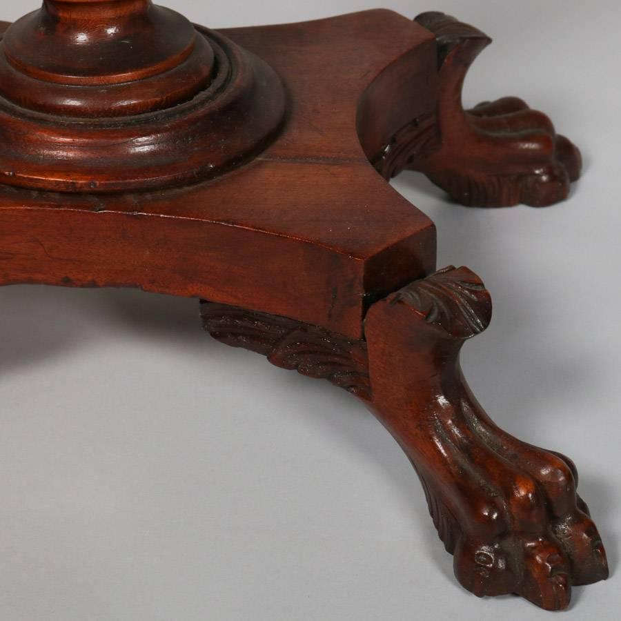Antique American Empire Classical Flame Mahogany Drop-Leaf Three-Drawer Stand 3