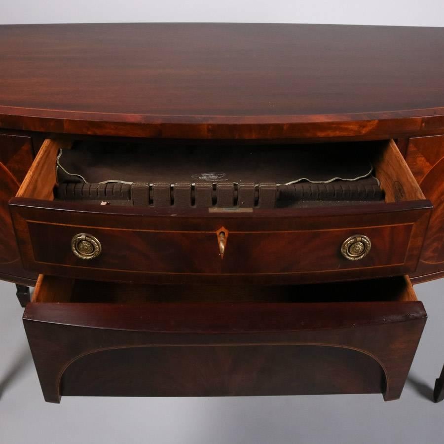 Satinwood Banded Flame Mahogany Henkel Harris Server, 20th Century In Good Condition In Big Flats, NY