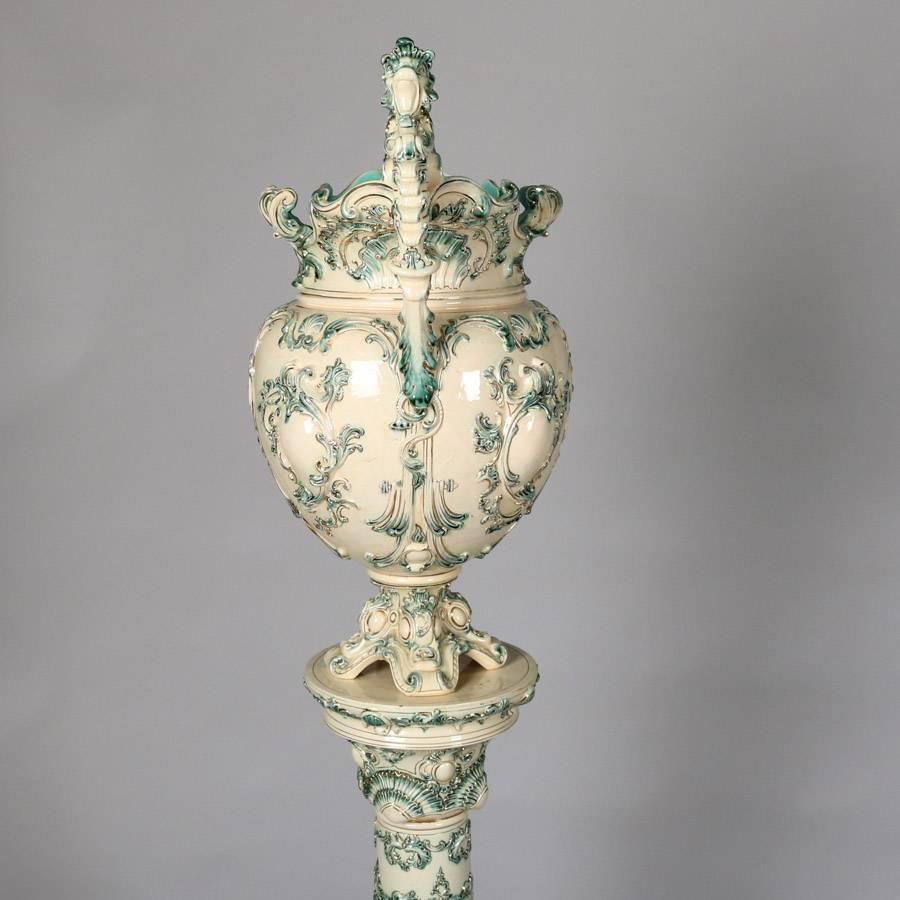 majolica jardiniere and pedestal