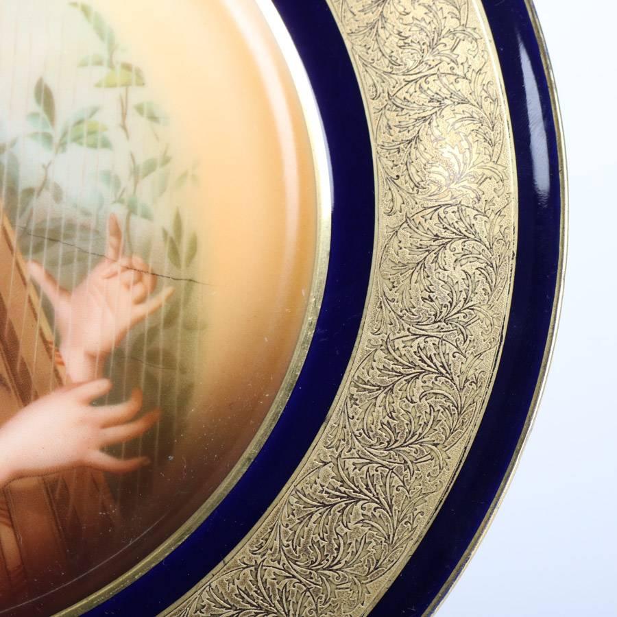 Antique German Hand-Painted and Gilt Porcelain Rosenthal Portrait Plate In Good Condition In Big Flats, NY