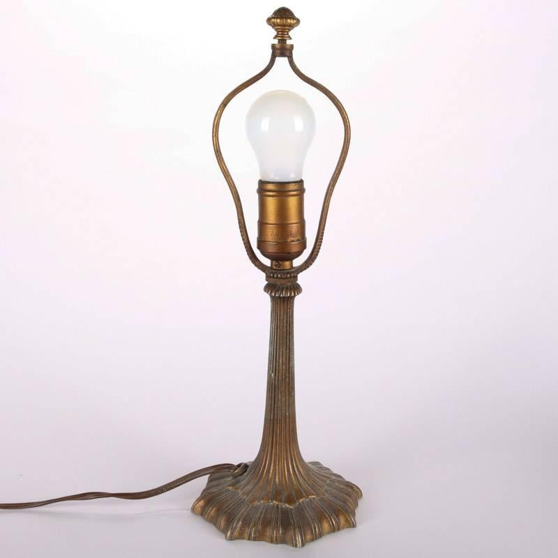 Antique Art Nouveau Bradley and Hubbard Pierced Shade Slag Glass Boudoir Lamp 1