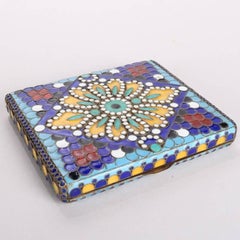 Antique Czarist Russian Cloisonne Enameled Gold Wash Silver Compact, circa 1900