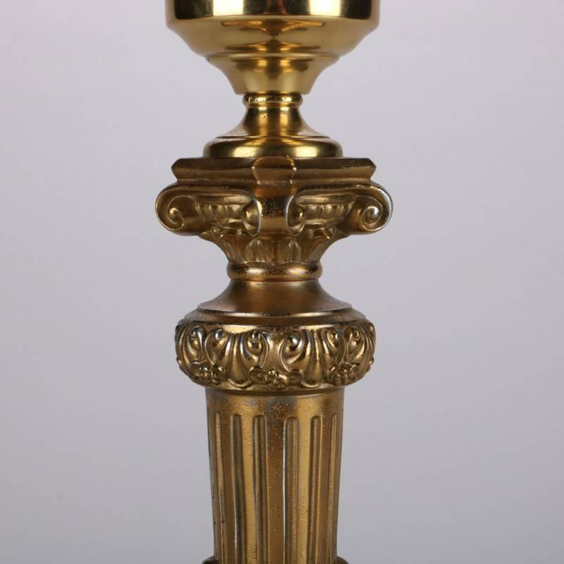 Cast Antique Brass Gone with the Wind Table Lamp with Hand-Painted Globe