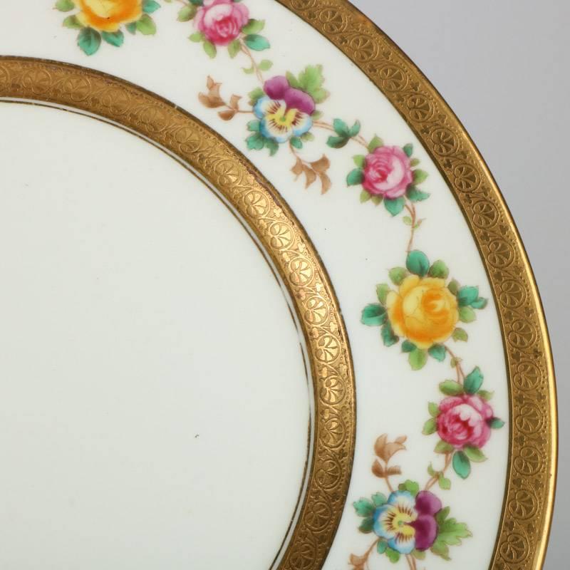 19th Century Set of 12 English Brown-Westhead Moore Gilt & Hand-Painted Porcelain Plates