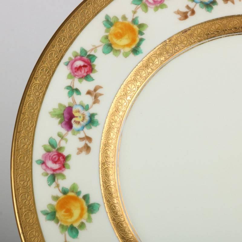 Set of 12 English Brown-Westhead Moore Gilt & Hand-Painted Porcelain Plates 2