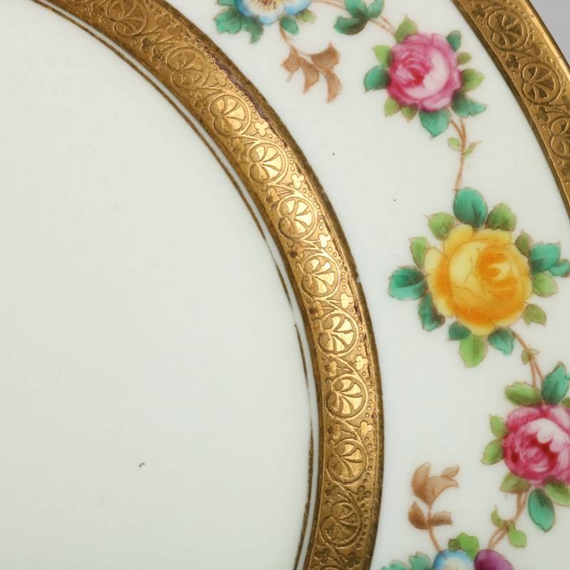 Set of 12 English Brown-Westhead Moore Gilt & Hand-Painted Porcelain Plates 3