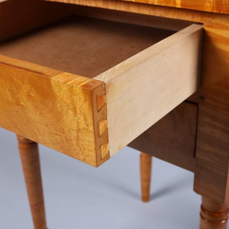 Sheraton Style Tiger Maple Two-Drawer Stand on Turned Legs, 20th Century 1