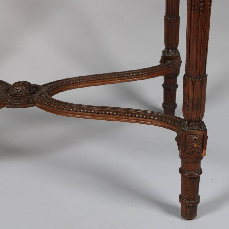 Antique French Louis XVI Style Heavily Carved Walnut Side Table, 19th Century 4