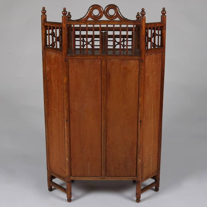 Antique Petite Aesthetic Movement Stick & Ball Bamboo Curio Cabinet 19th Century In Good Condition In Big Flats, NY