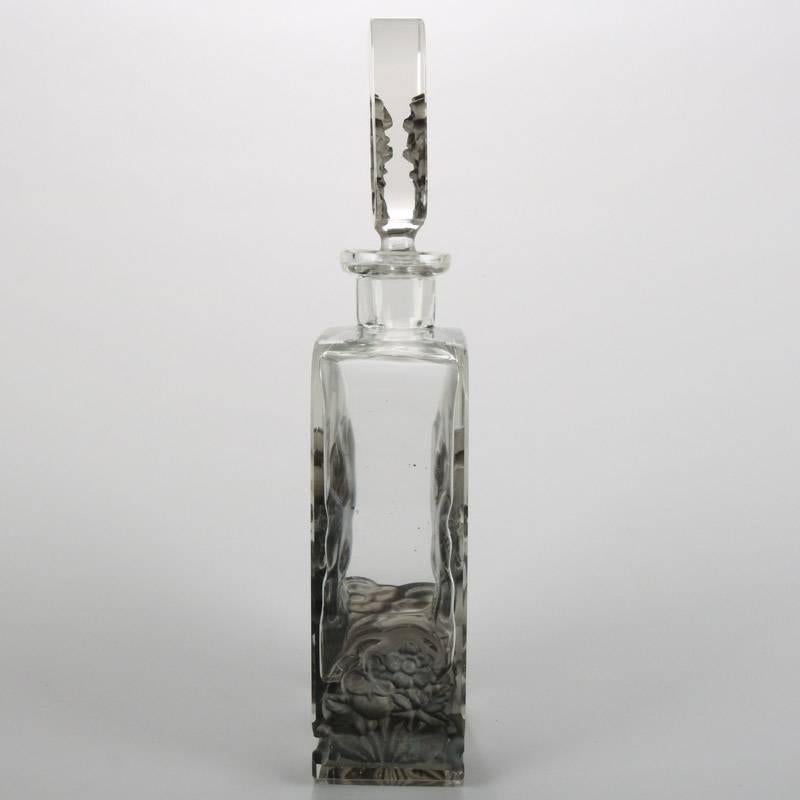 20th Century Antique French Lalique School Liqueur Set with Decanter and Six Aperitif Goblets