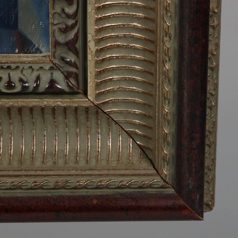 Cove Molded Silver & Gold Gilt Mahogany Framed Beveled Wall Mirror, 20th Century 3