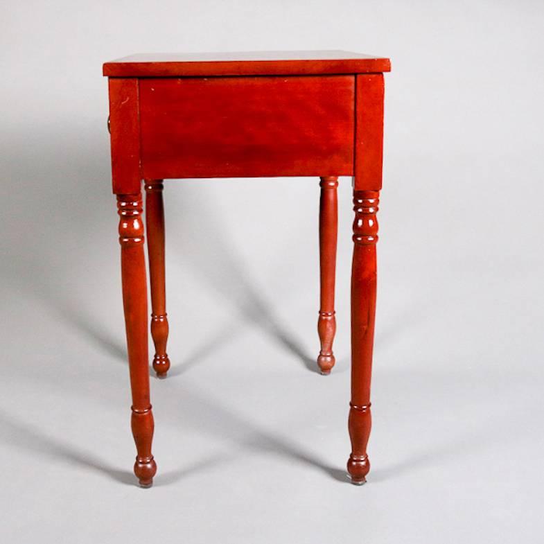 Wood Antique Sheraton Cherry Two-Drawer End Stand, 19th Century