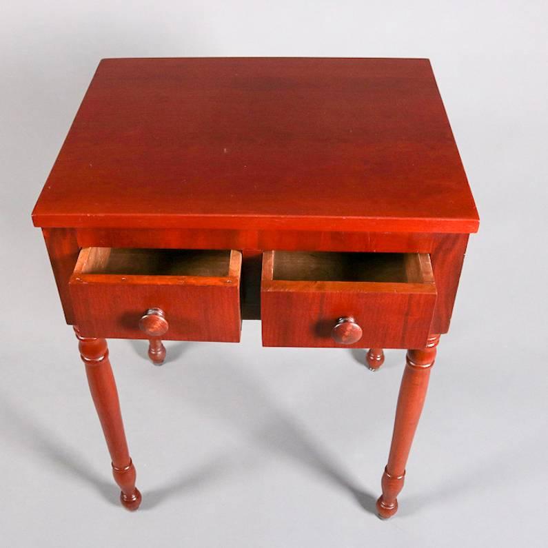 Antique Sheraton Cherry Two-Drawer End Stand, 19th Century In Good Condition In Big Flats, NY