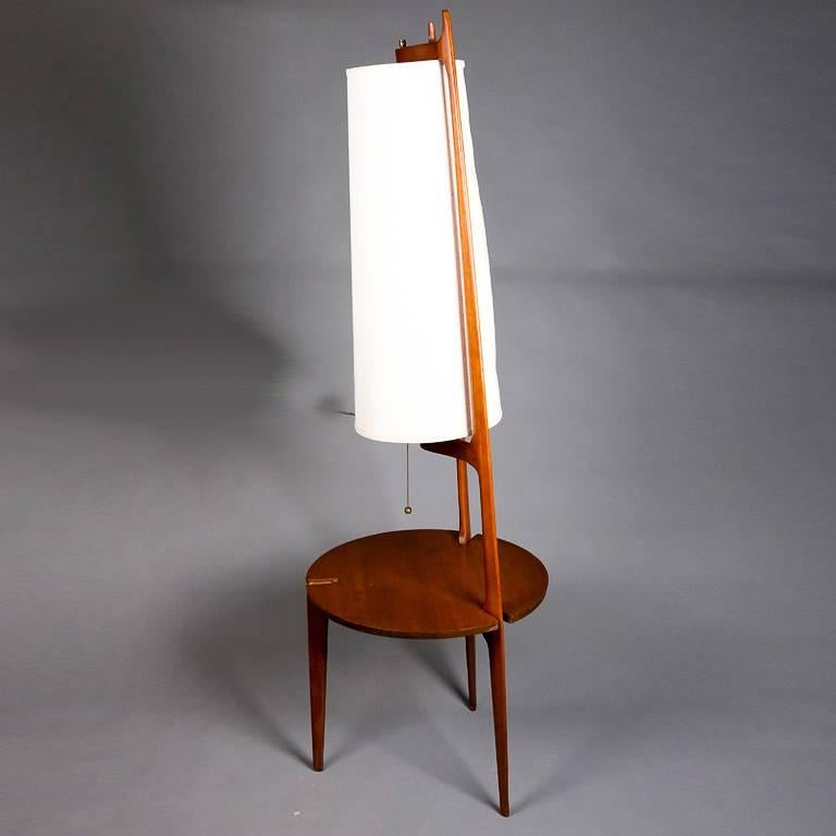 20th Century Midcentury Danish Modern Teak Frame Conical Floor Lamp and Stand