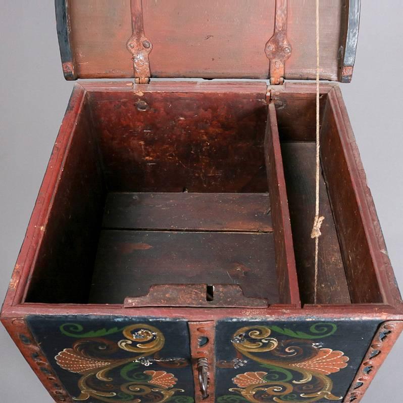 Antique Hand-Painted Ebonized Spanish Baroque Chest on Stand, 19th Century 5