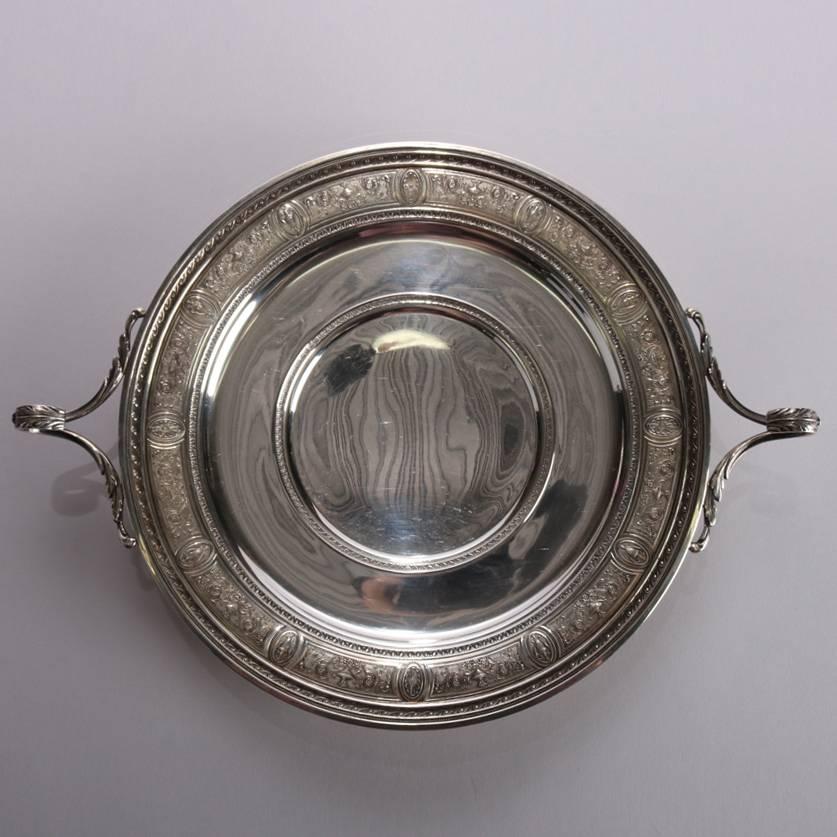 Neoclassical English Wedgwood Sterling Silver Acanthus Handled Tray, 14.11 toz 1