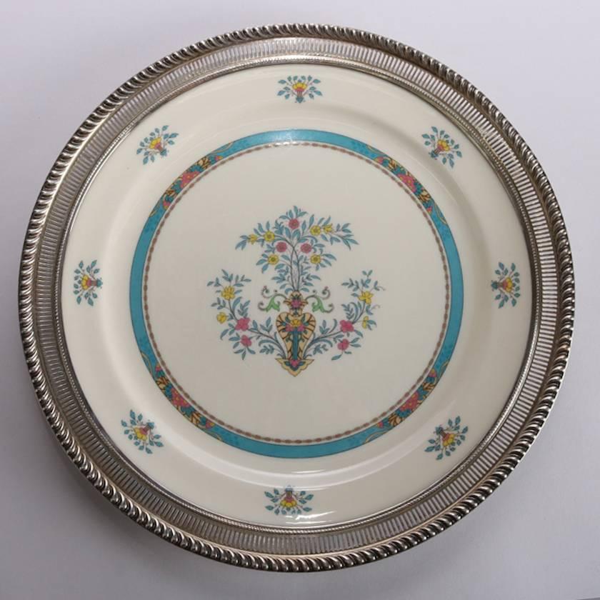 Painted Lenox Porcelain Charger with Central Floral Urn Display