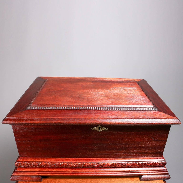 Antique Stella Double Comb Music Box with Mahogany Case and Stand, 19th