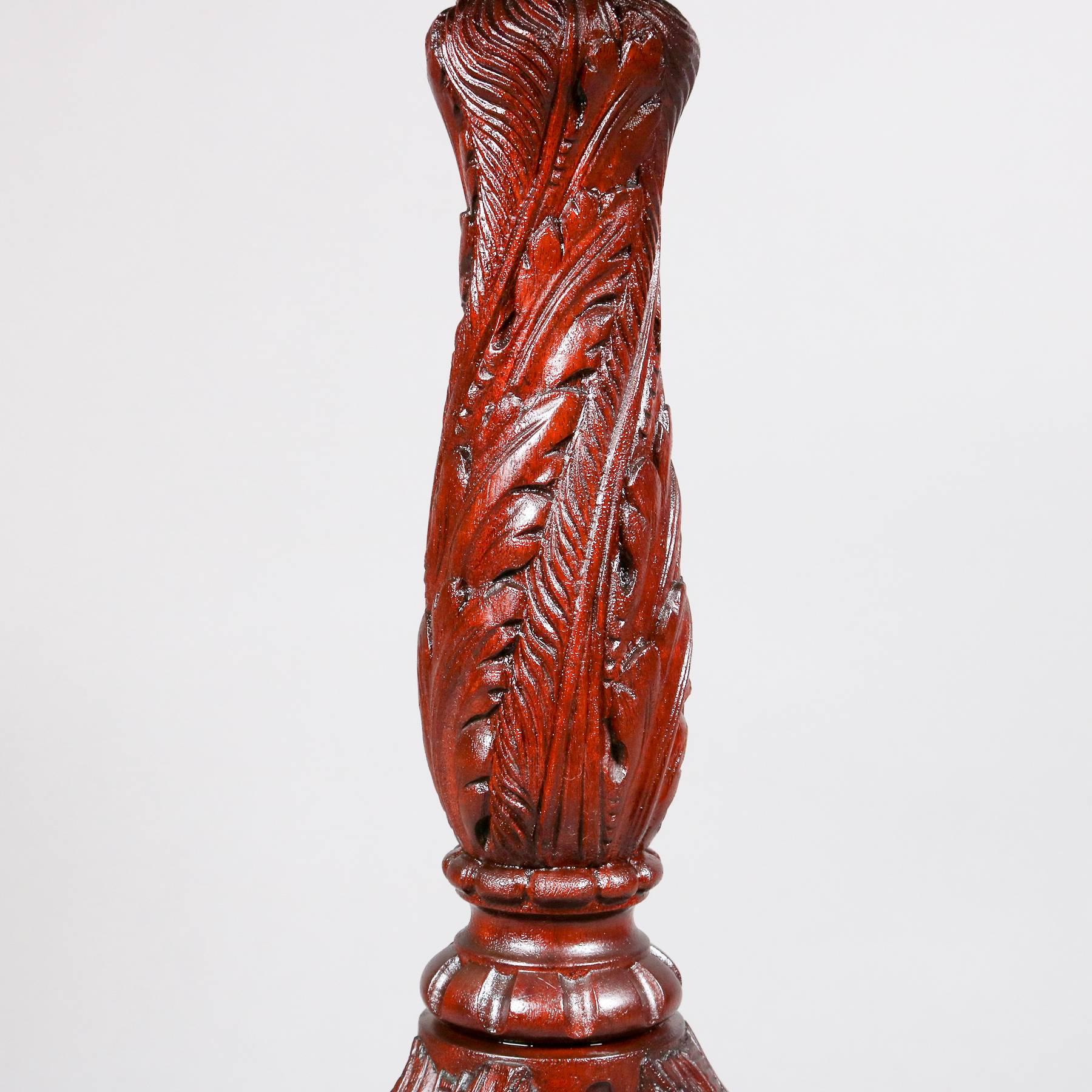 Antique Carved Mahogany Figural Tilt Top Pie Crust Table with Acanthus 2
