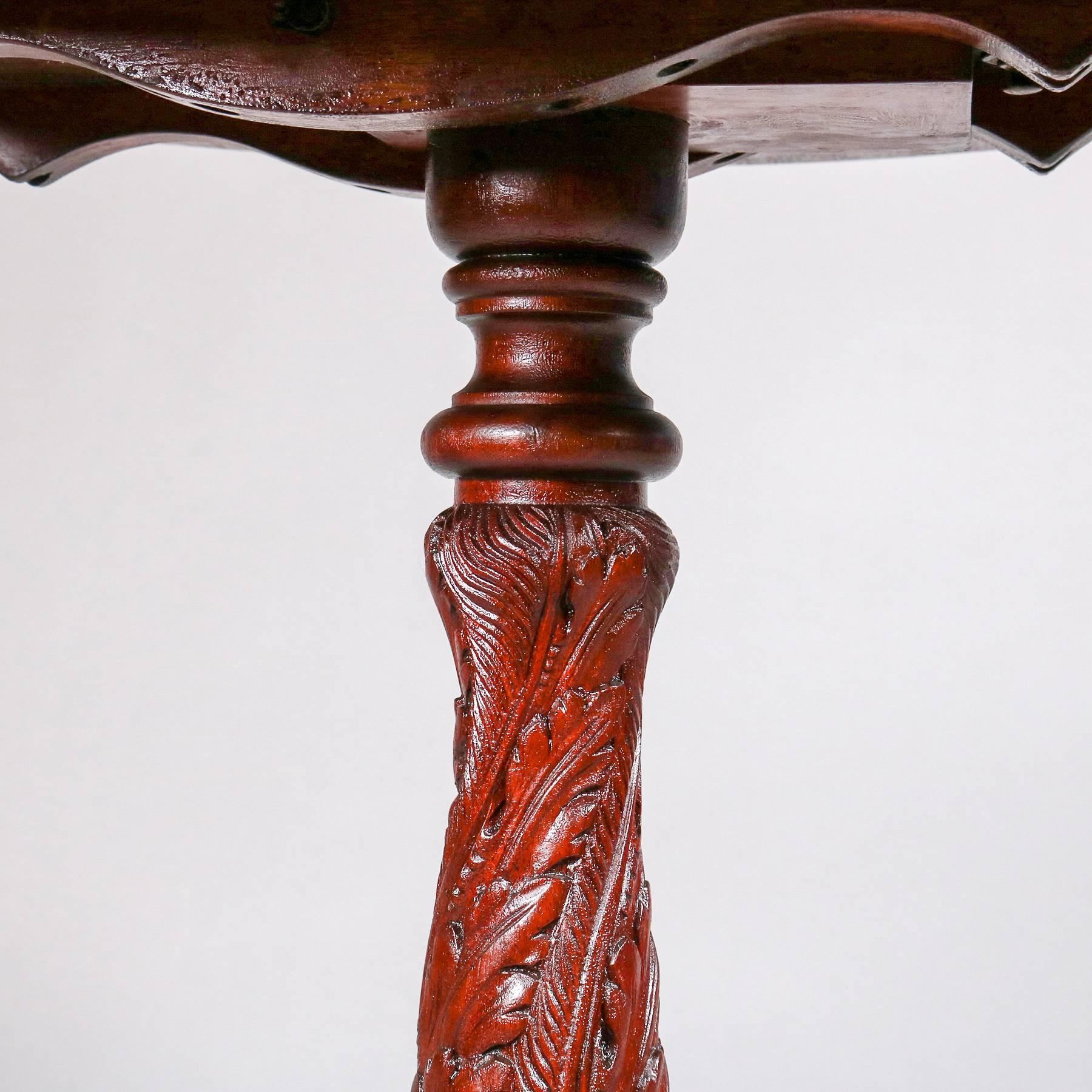 Antique Carved Mahogany Figural Tilt Top Pie Crust Table with Acanthus 3