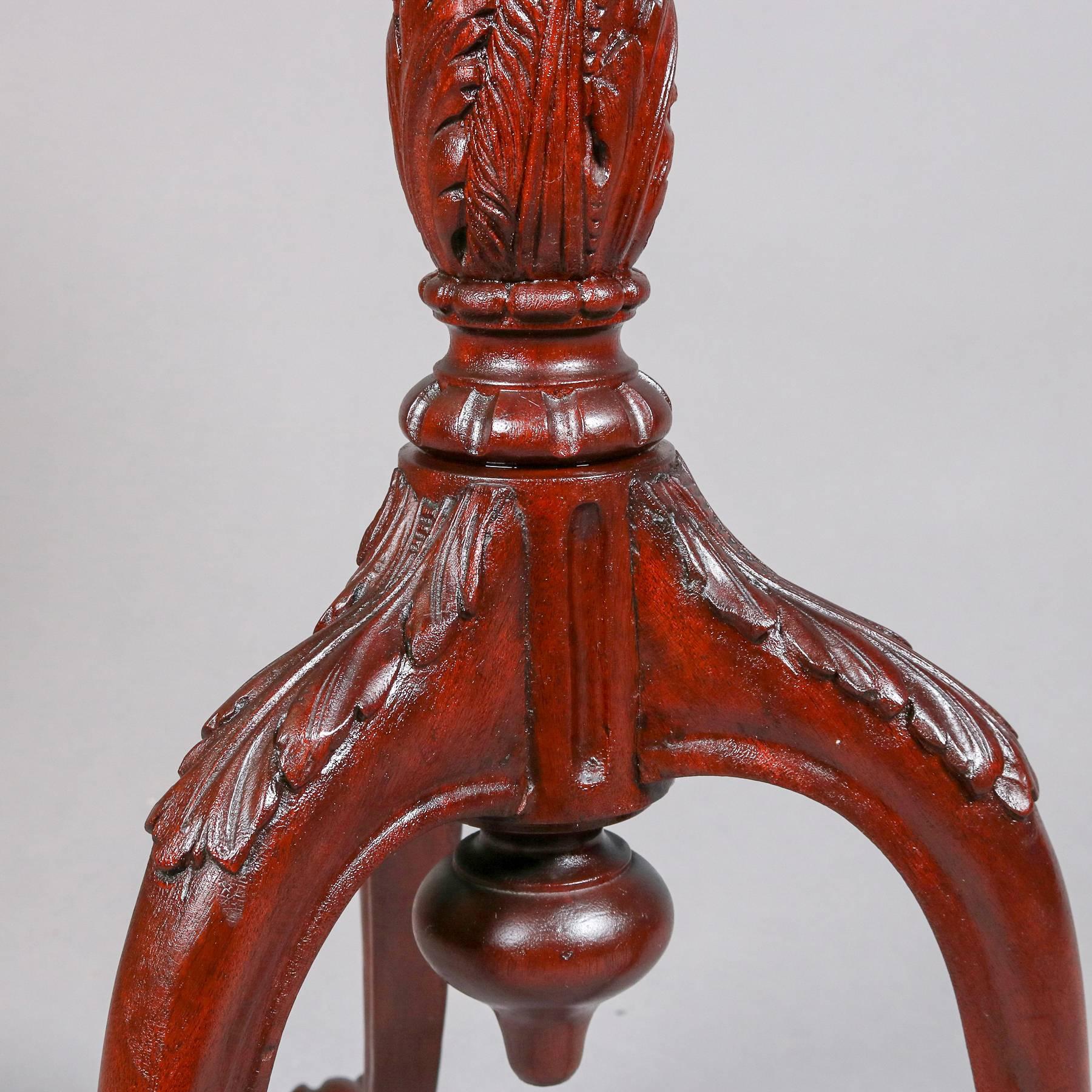Antique Carved Mahogany Figural Tilt Top Pie Crust Table with Acanthus 1