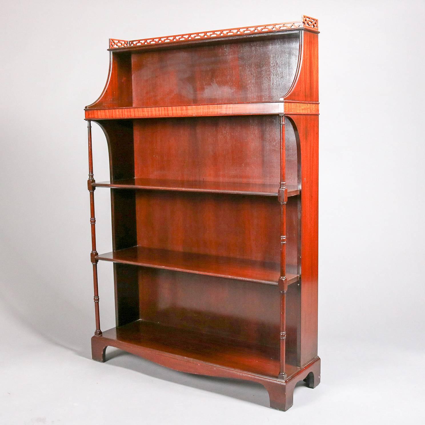 American Antique Federal Style Charak Furniture Mahogany Open Bookcase, 19th Century