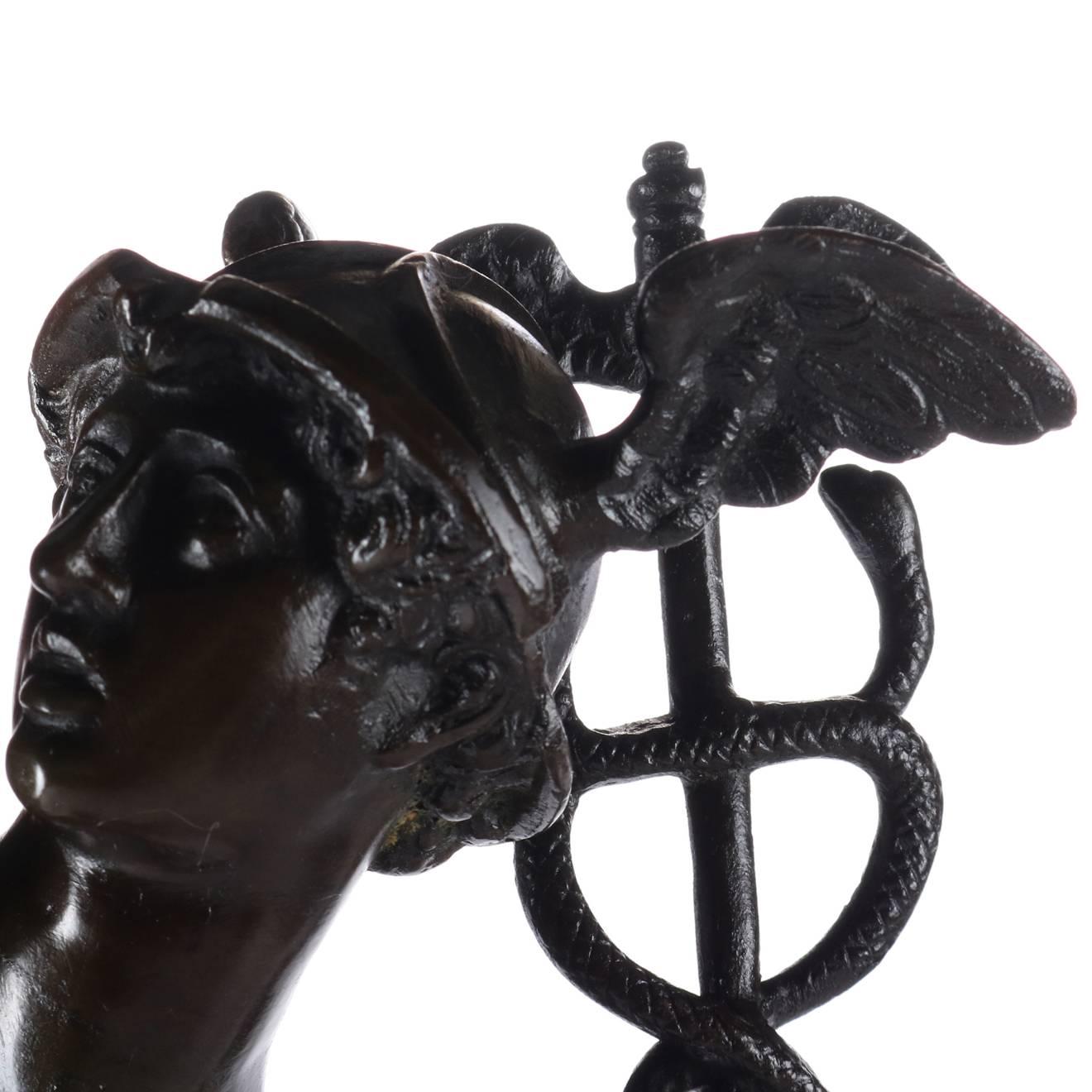 Classical Roman Antique Classical Bronzed Statue of Roman God Mercury, 19th Century