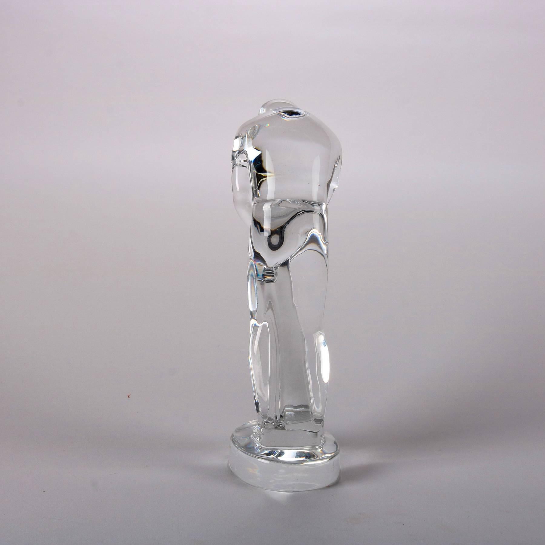 Molded French Baccarat Figurine Crystal Putting Golfer Paperweight, Signed 20th Century