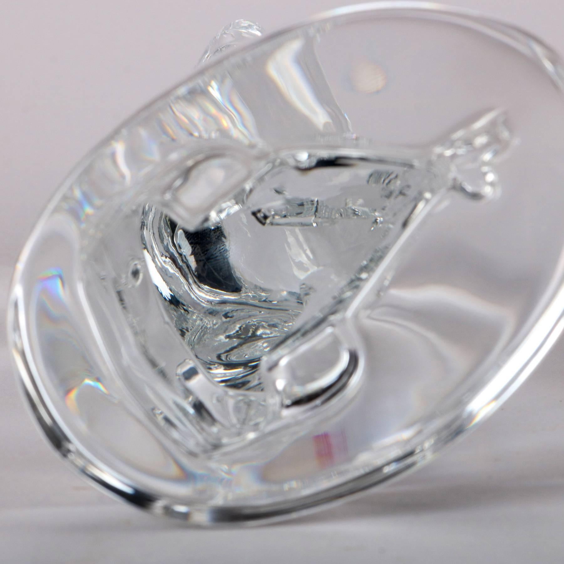 Glass French Baccarat Figurine Crystal Putting Golfer Paperweight, Signed 20th Century