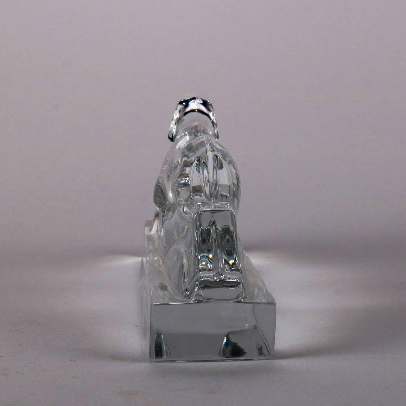 French Baccarat Figurine Crystal Greyhound Paperweight, Signed, 20th Century