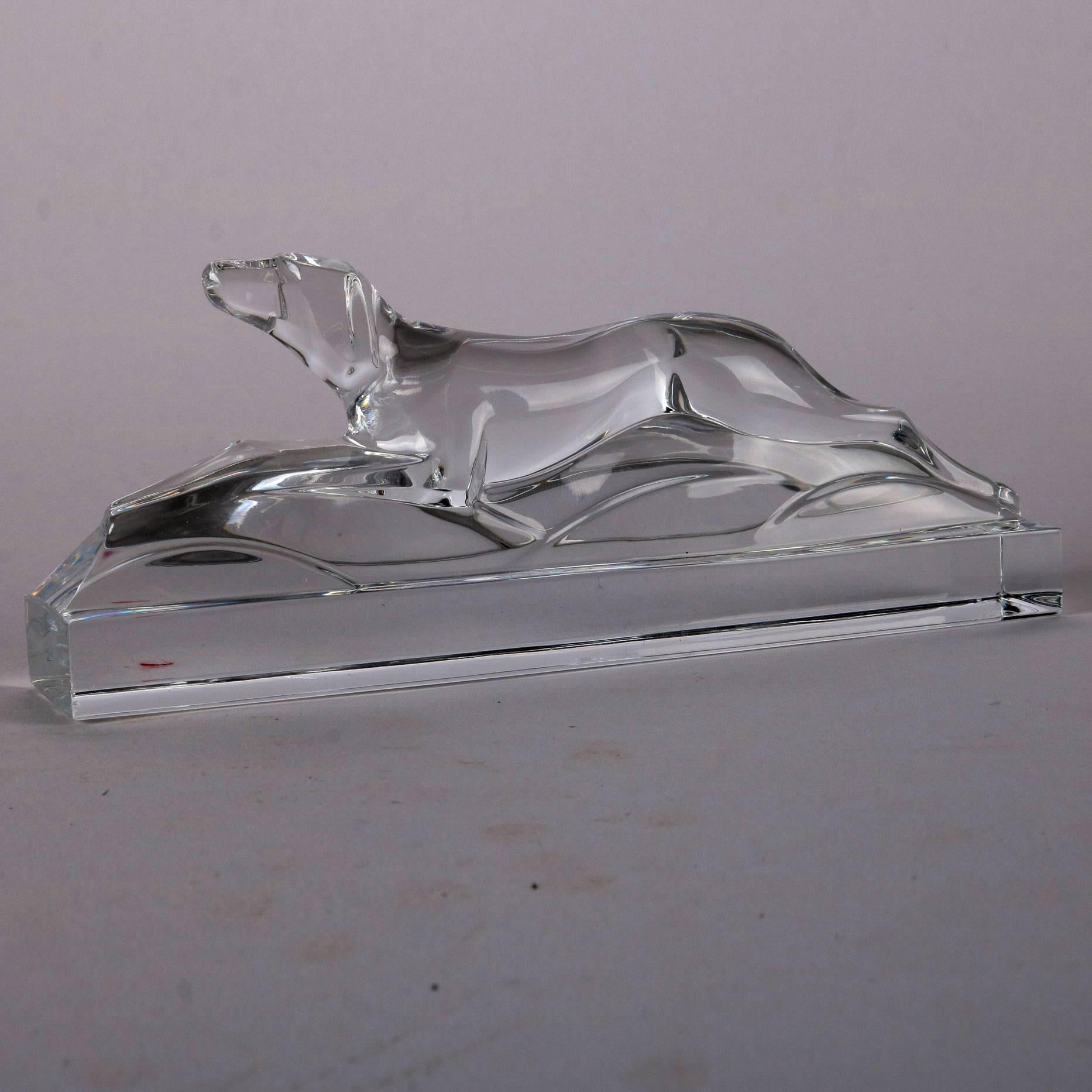 Baccarat Figurine Crystal Greyhound Paperweight, Signed, 20th Century In Good Condition In Big Flats, NY