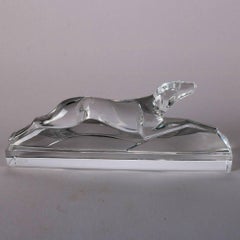 Baccarat Figurine Crystal Greyhound Paperweight, Signed, 20th Century