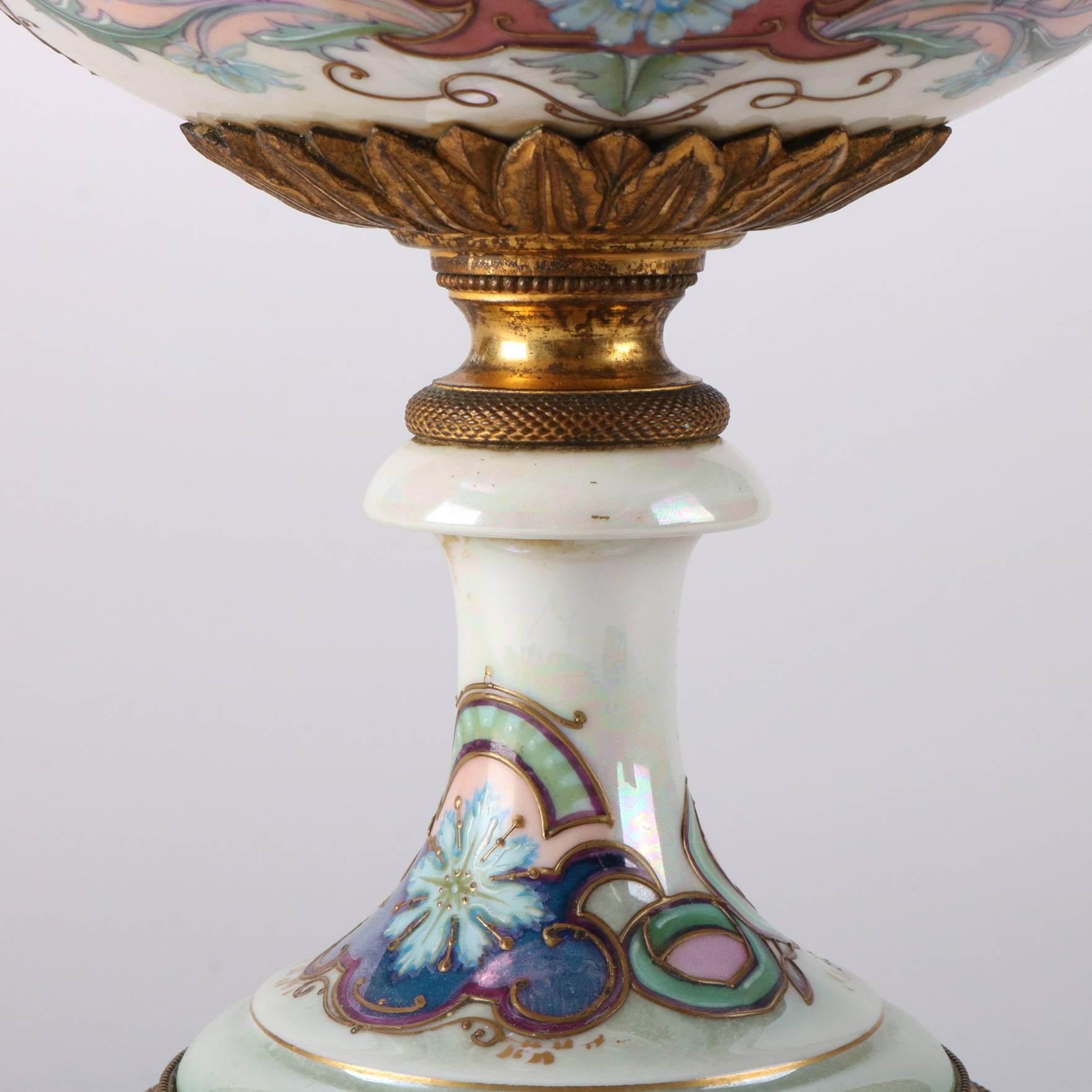 Antique French Sevres Hand-Painted Porcelain Urn with Bronze, Signed Lucot In Good Condition In Big Flats, NY