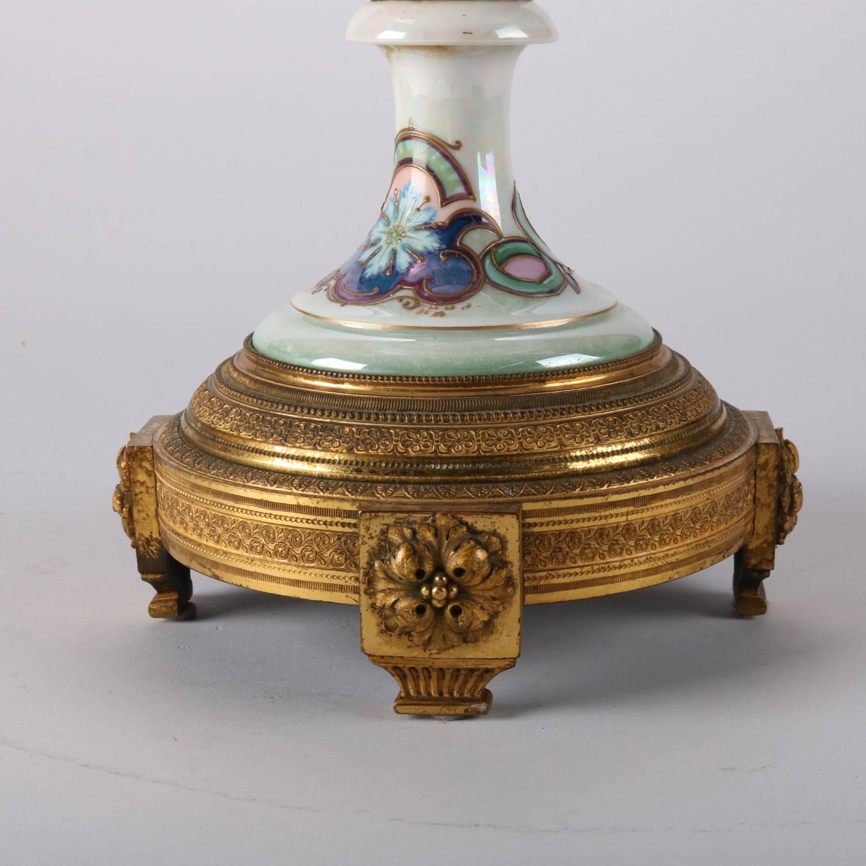 19th Century Antique French Sevres Hand-Painted Porcelain Urn with Bronze, Signed Lucot