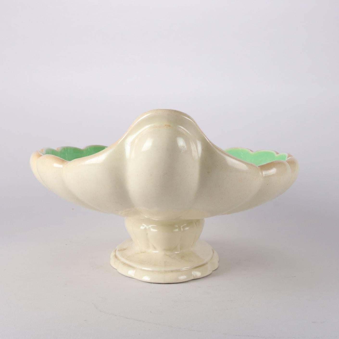 American Antique Art Nouveau Cowan Art Pottery Scallop Form Pedestal Center Console Bowl