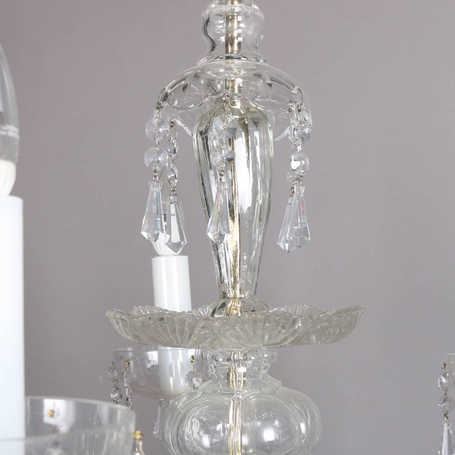 20ième siècle Lustre européen surdimensionné en cristal à dix lumières, XXe siècle en vente