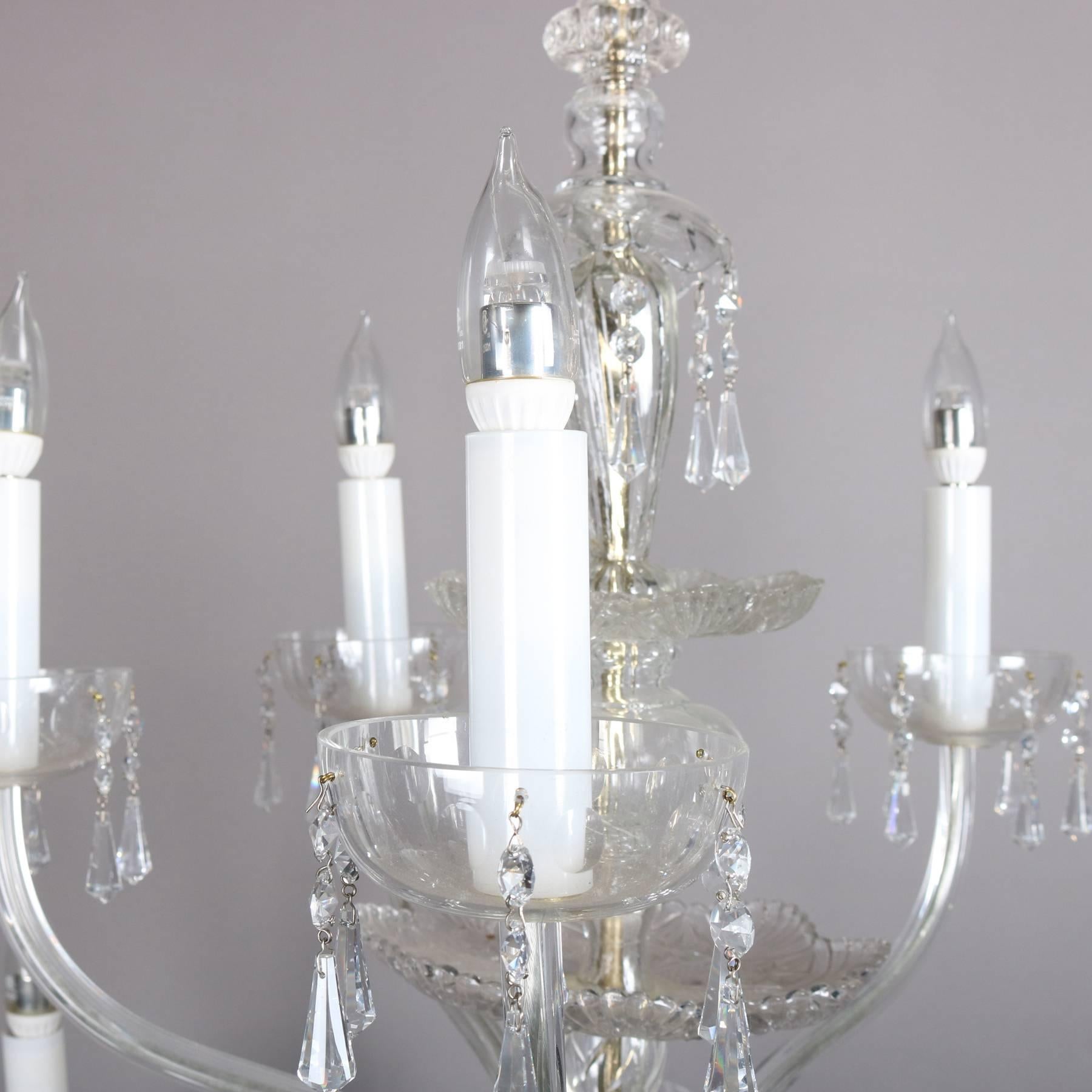 Lustre européen surdimensionné en cristal à dix lumières, XXe siècle Bon état - En vente à Big Flats, NY