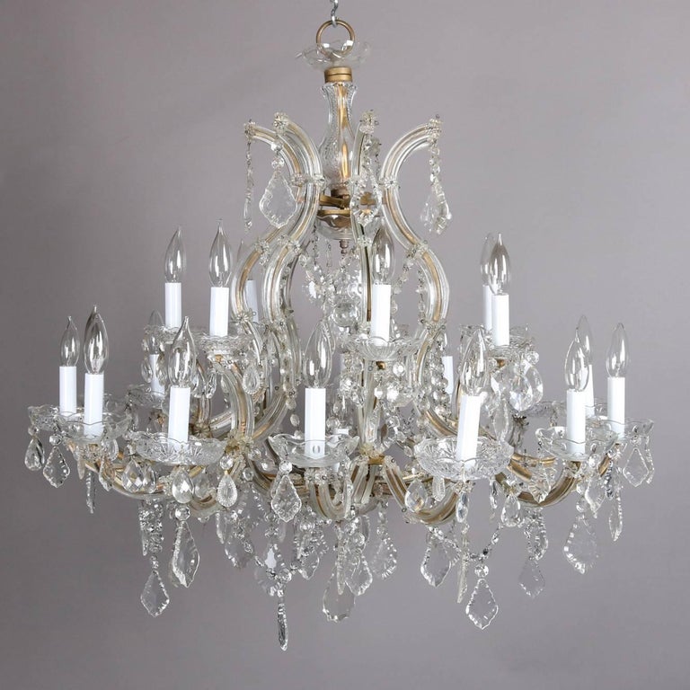 Oversized Italian Cut Crystal Scroll Form Twenty Two-Light ...