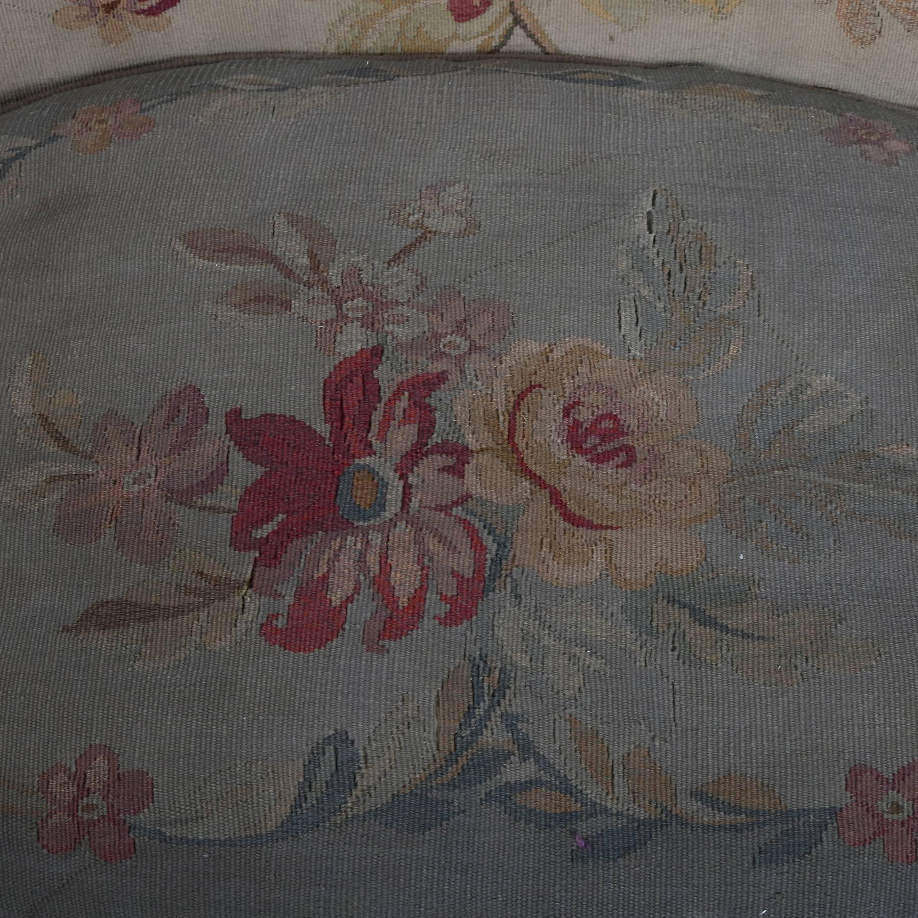 French Louis XVI Style Mahogany and Needlepoint Upholstery Settee, 19th Century In Good Condition In Big Flats, NY