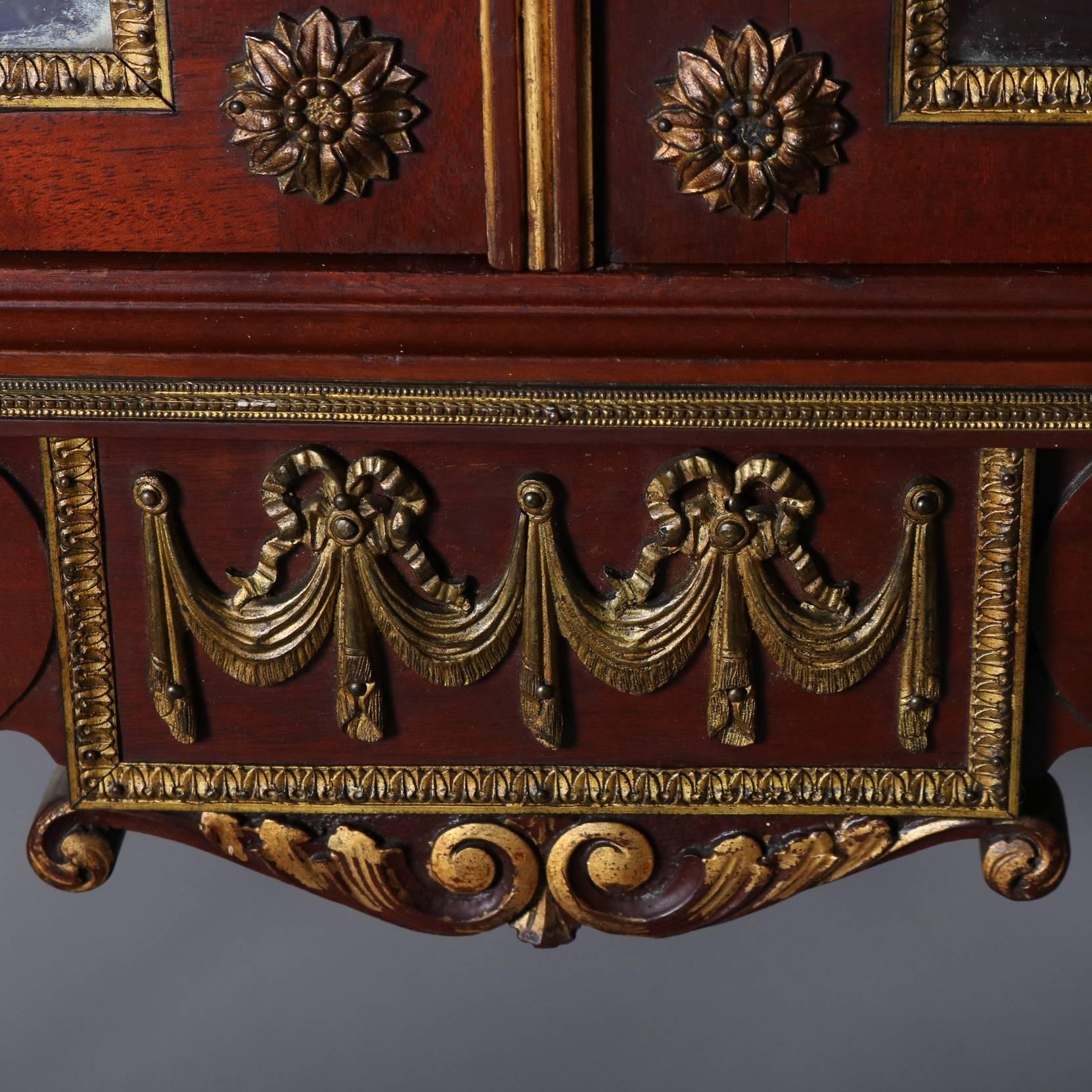 Antique French Louis XVI Style Mahogany, Gilt & Ormolu Mirrored Vitrine 4