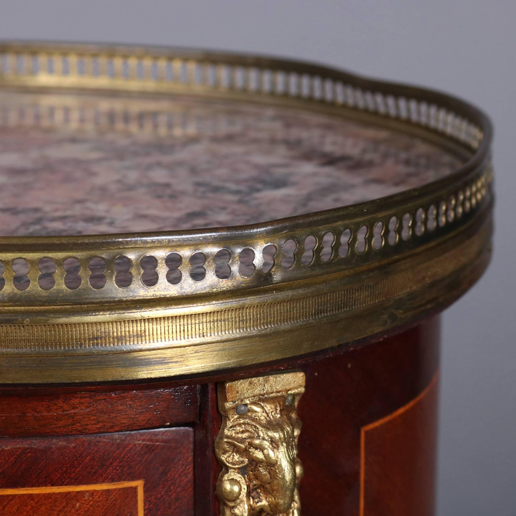 Inlay Antique French Louis XV Style Mahogany & Rosewood Inlaid & Ormolu Stand