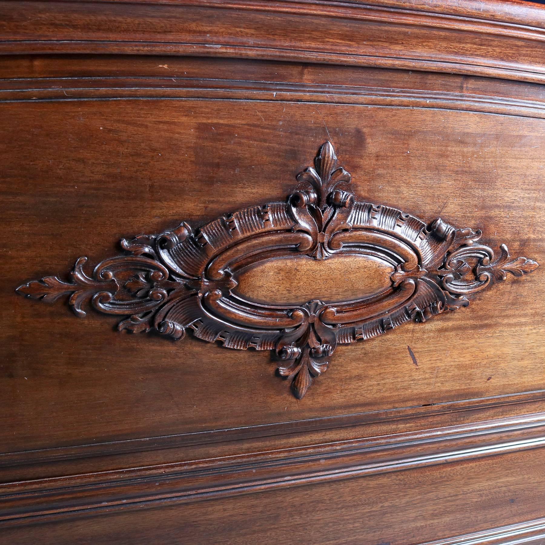 Walnut Horner Bros, Carved Mahogany Queen-Size Bed Frame